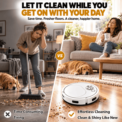 Smart 2-in-1 Robot Vacuum & Mop — Effortless Cleaning for Floors, Carpets & Pet Hair 🚚