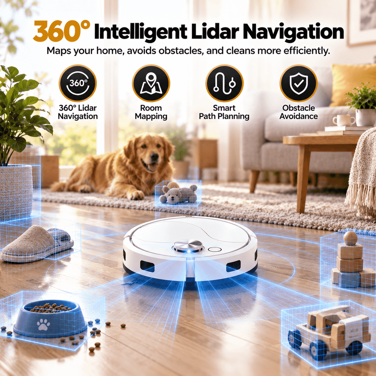 Smart 2-in-1 Robot Vacuum & Mop — Effortless Cleaning for Floors, Carpets & Pet Hair 🚚