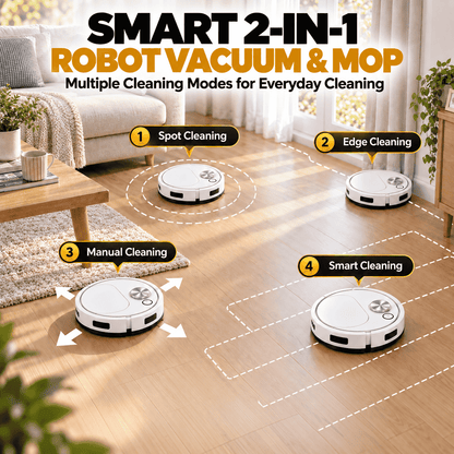 Smart 2-in-1 Robot Vacuum & Mop — Effortless Cleaning for Floors, Carpets & Pet Hair 🚚