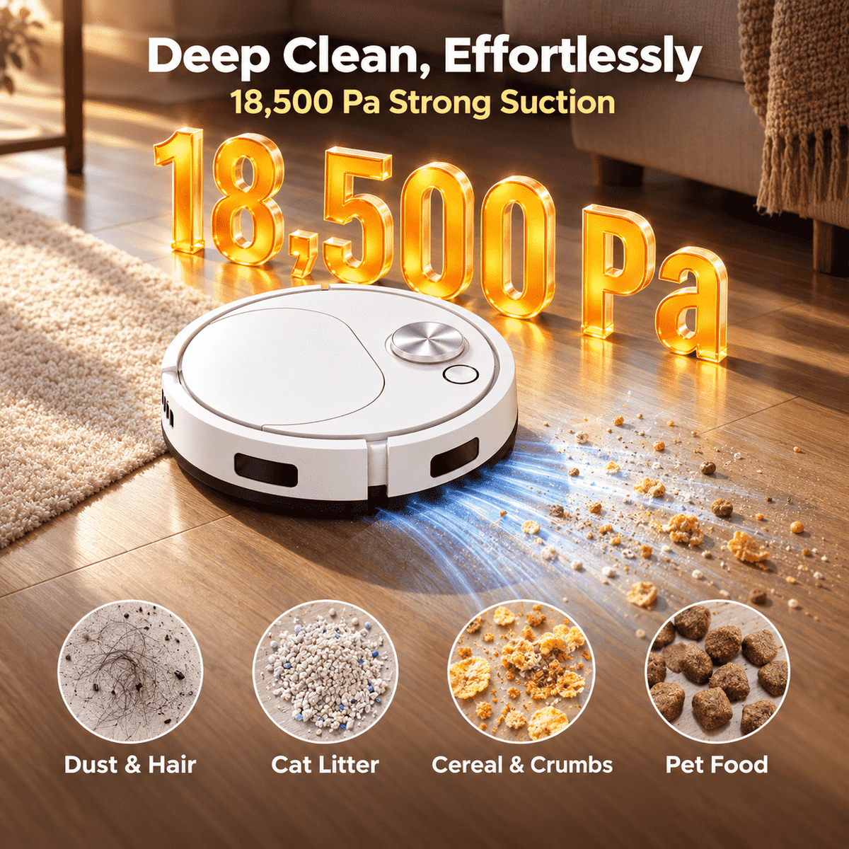 Smart 2-in-1 Robot Vacuum & Mop — Effortless Cleaning for Floors, Carpets & Pet Hair 🚚