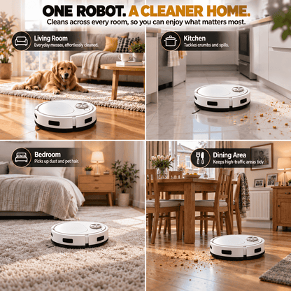 Smart 2-in-1 Robot Vacuum & Mop — Effortless Cleaning for Floors, Carpets & Pet Hair 🚚